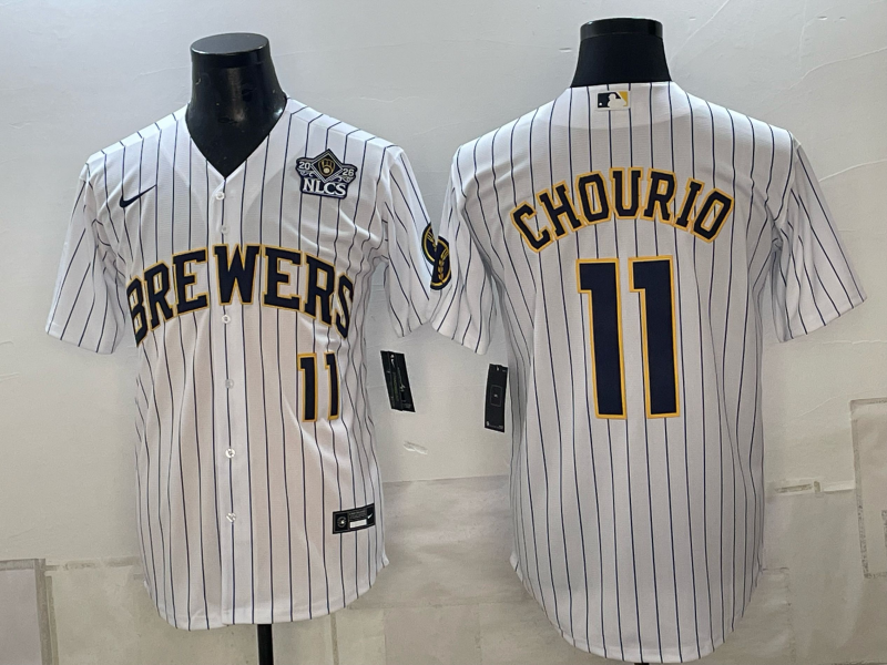 Men 2026 Milwaukee Brewers #11 Chourio White Game Nike MLB Jersey 101104